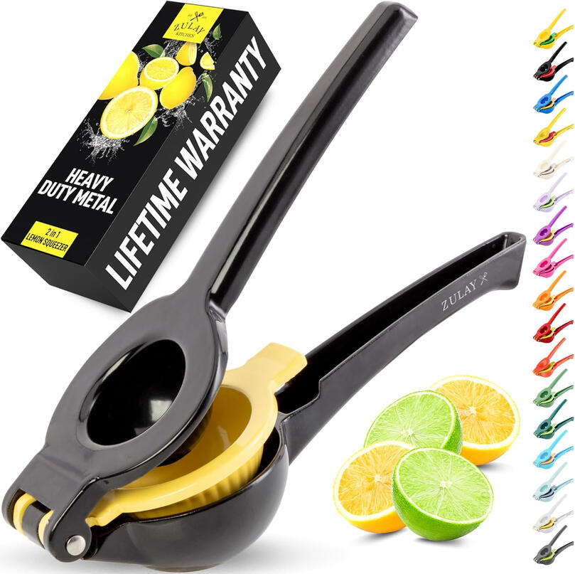 Zulay 2-in-1 lemon and lime citrus squeezer black yellow Zulay 2-in-1 lemon and lime citrus squeezer black yellow